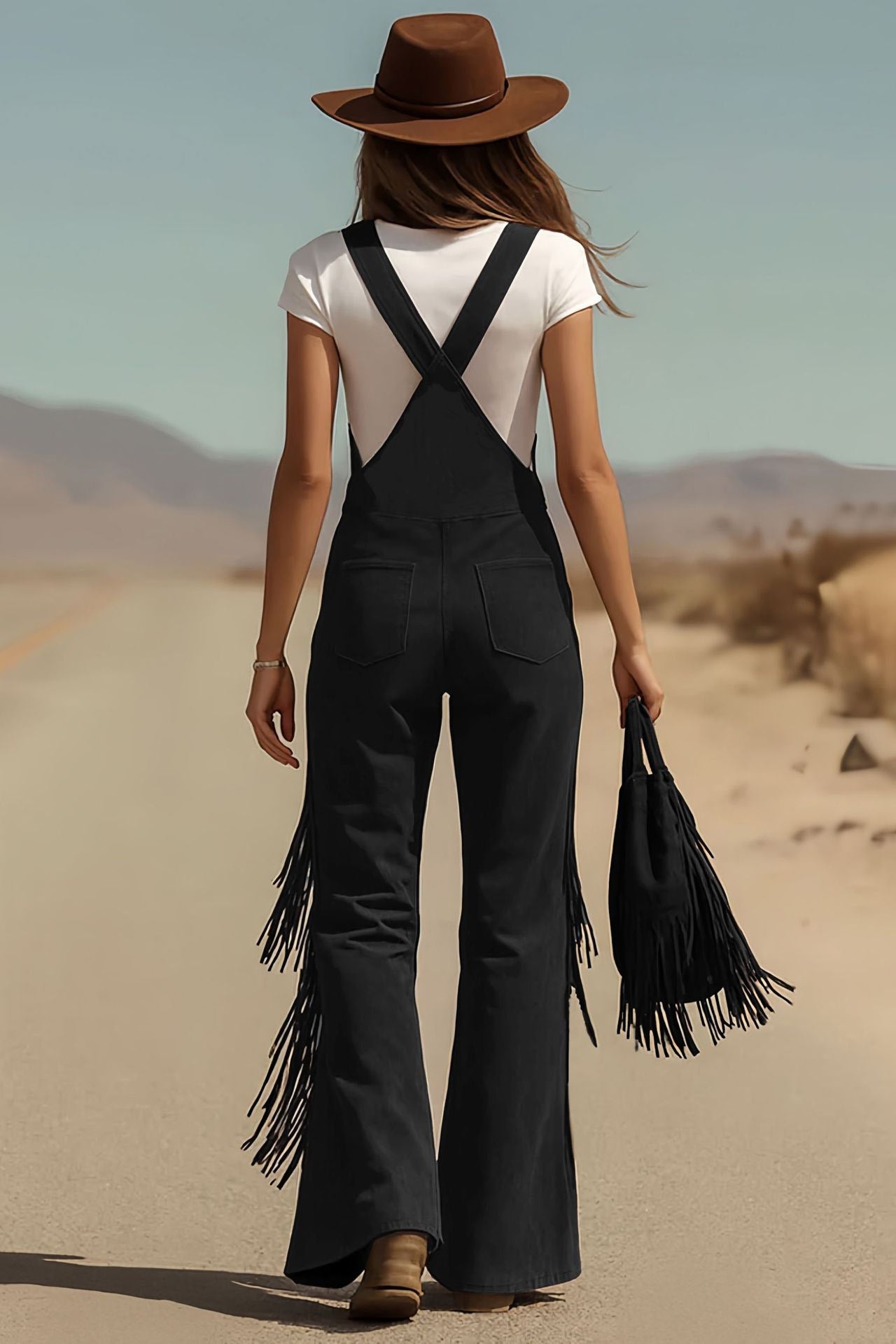 Macacão Boho Camurça com Franjas – Serena