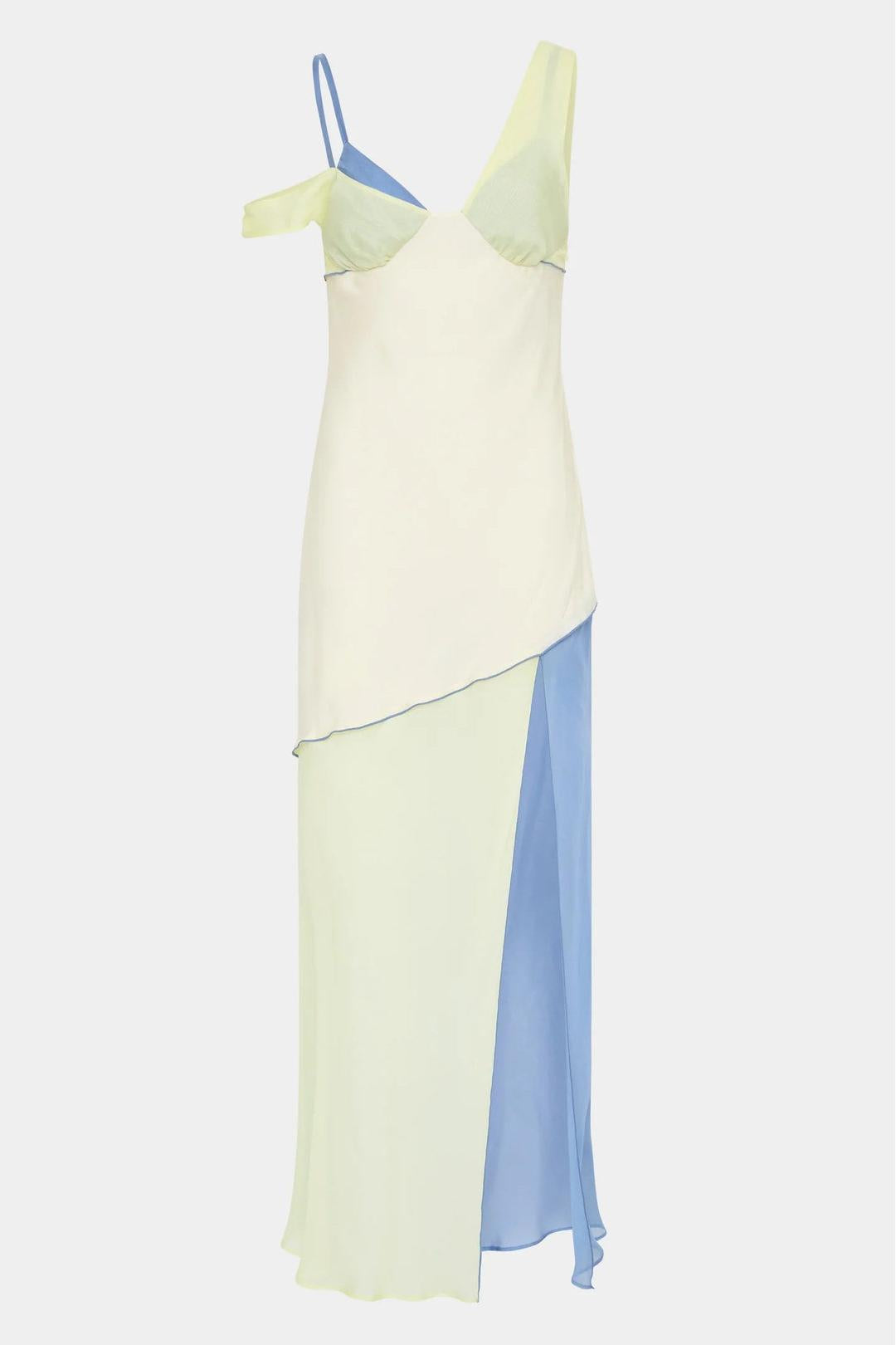 Vestido Thames Splice – Midi Assimétrico em Chiffon