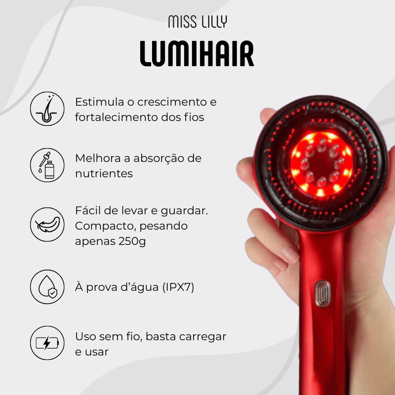 LumaHair - Escova 3 em 1 para fortalecimento dos fios
