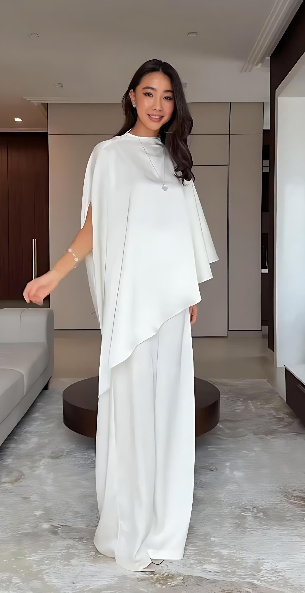 Conjunto Feminino Pima – Blusa Estilo Poncho e Calça Reta com Elástico