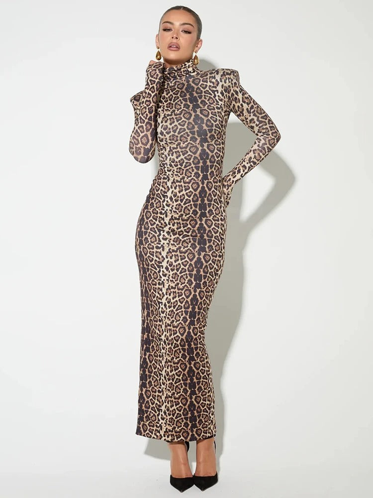 Vestido Feminino Longo Justo - Leopard