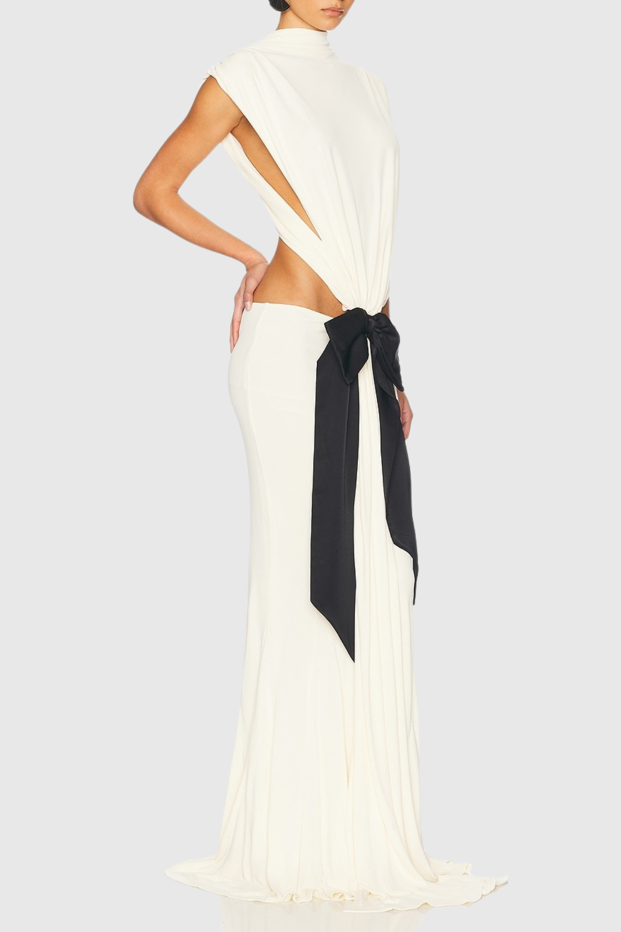 Vestido Longo Graillot com Recortes e Laço