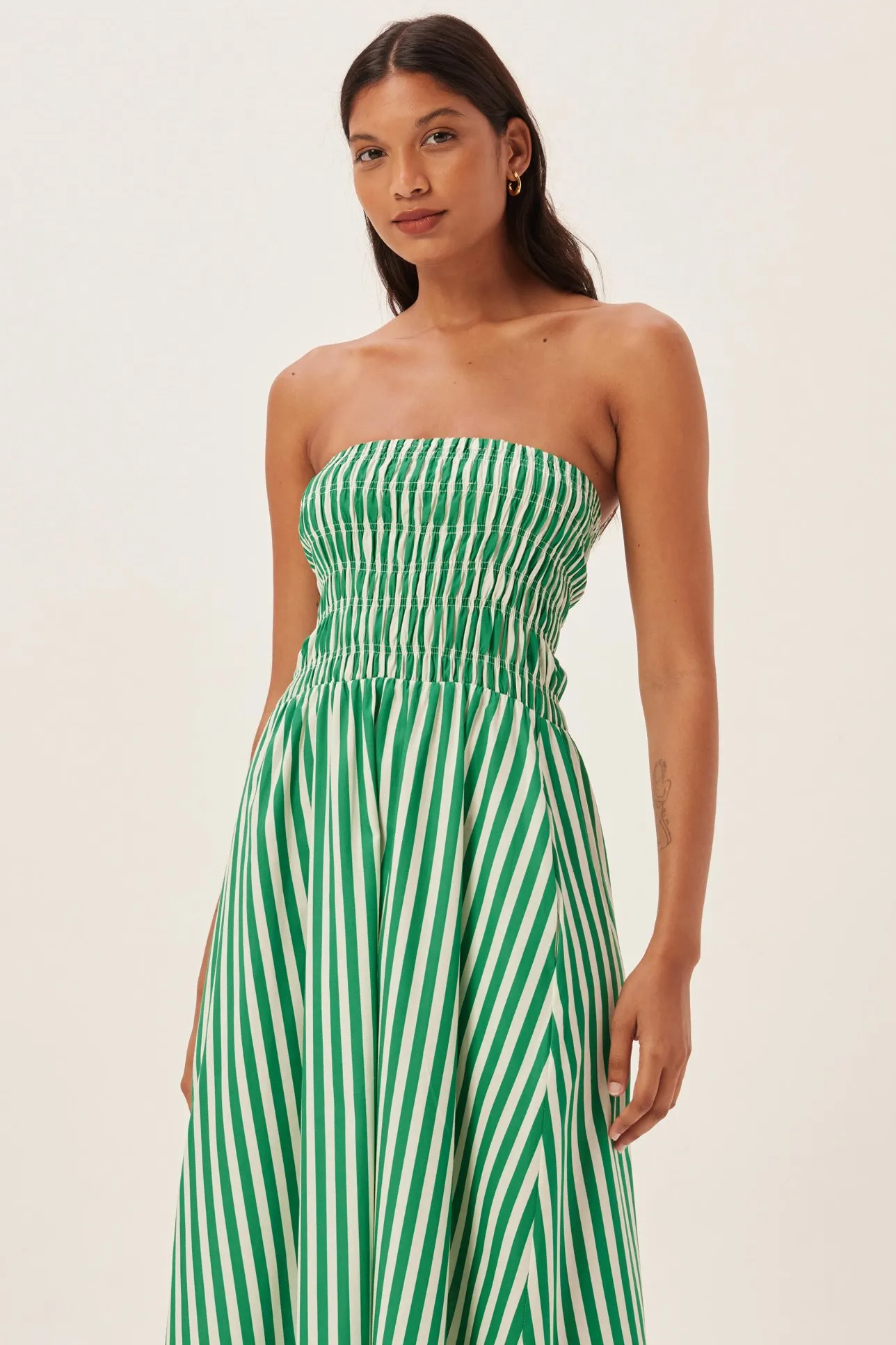 Vestido Longo Tube Maud com Franzidos