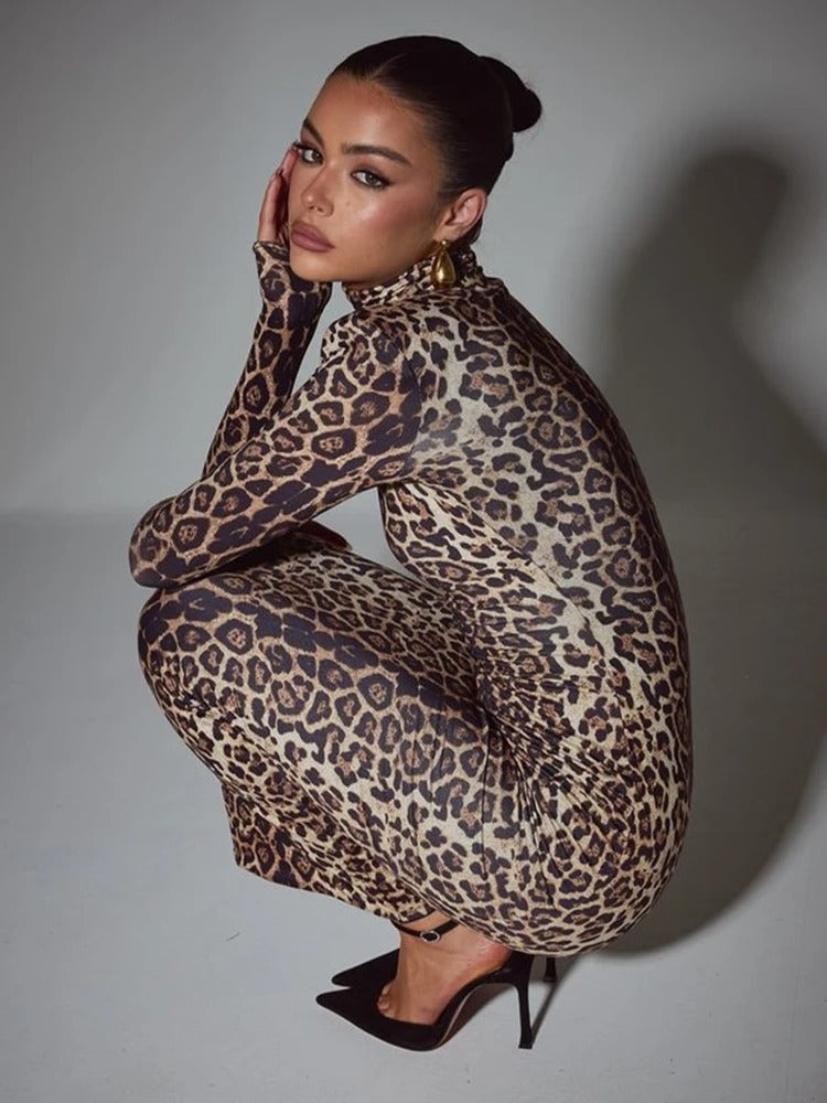 Vestido Feminino Longo Justo - Leopard