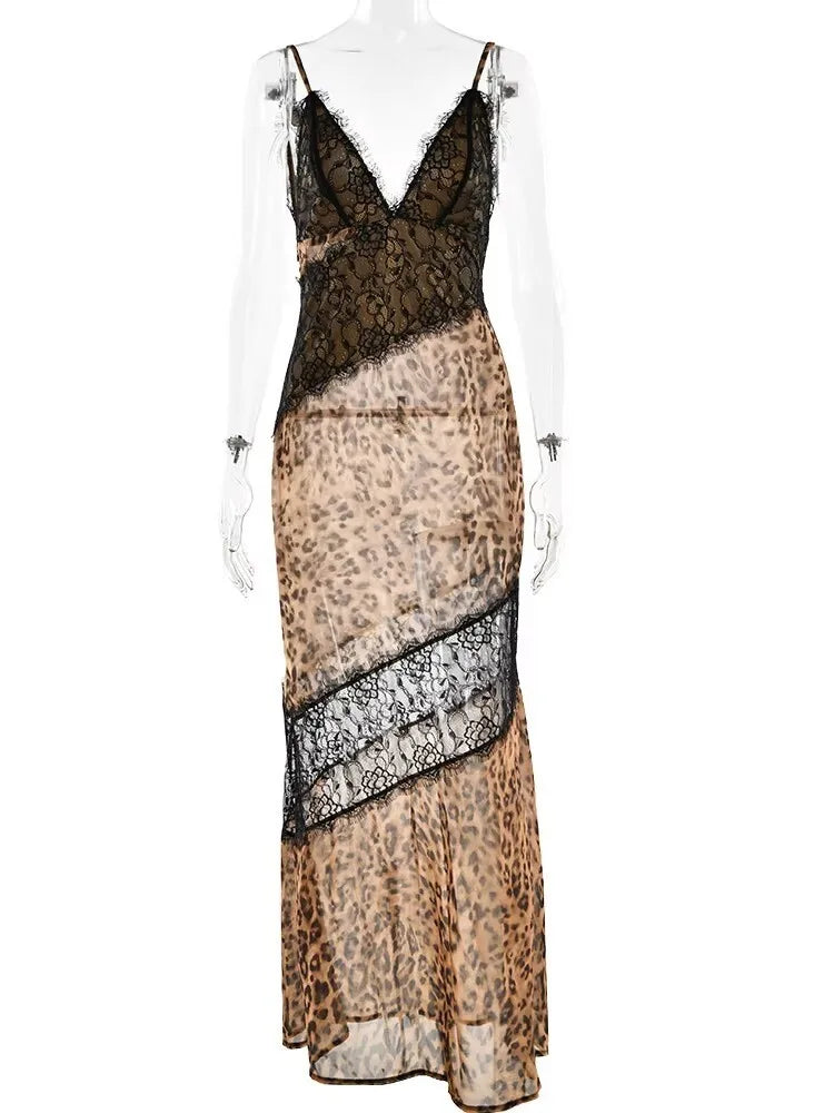 Vestido Longo Onça Selvagem – Decote V e Costas Abertas