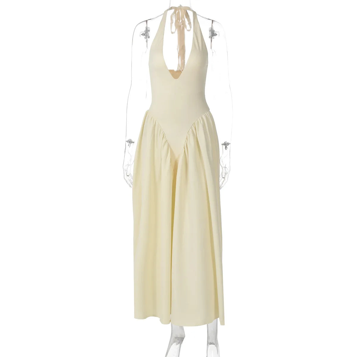 Vestido Feminino Elegante Eudora – Longo Decote Profundo e Costas Nuas