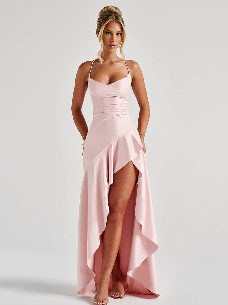 Vestido Feminino Elegante Fenda – Aline
