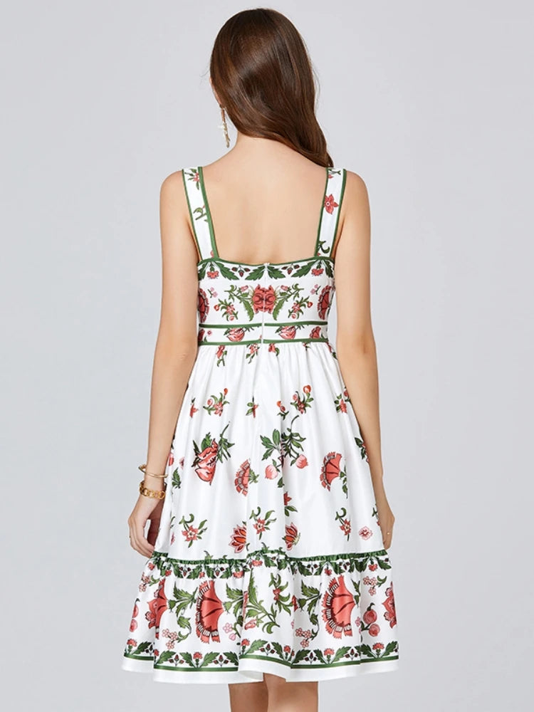 Vestido Floral Encanto de Verão – Alças Finas e Costas Abertas