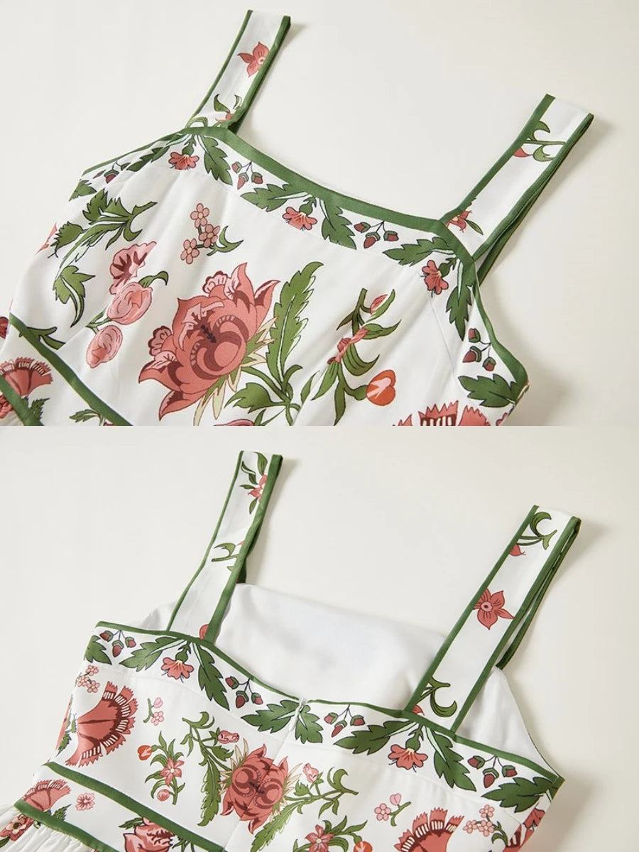 Vestido Floral Encanto de Verão – Alças Finas e Costas Abertas
