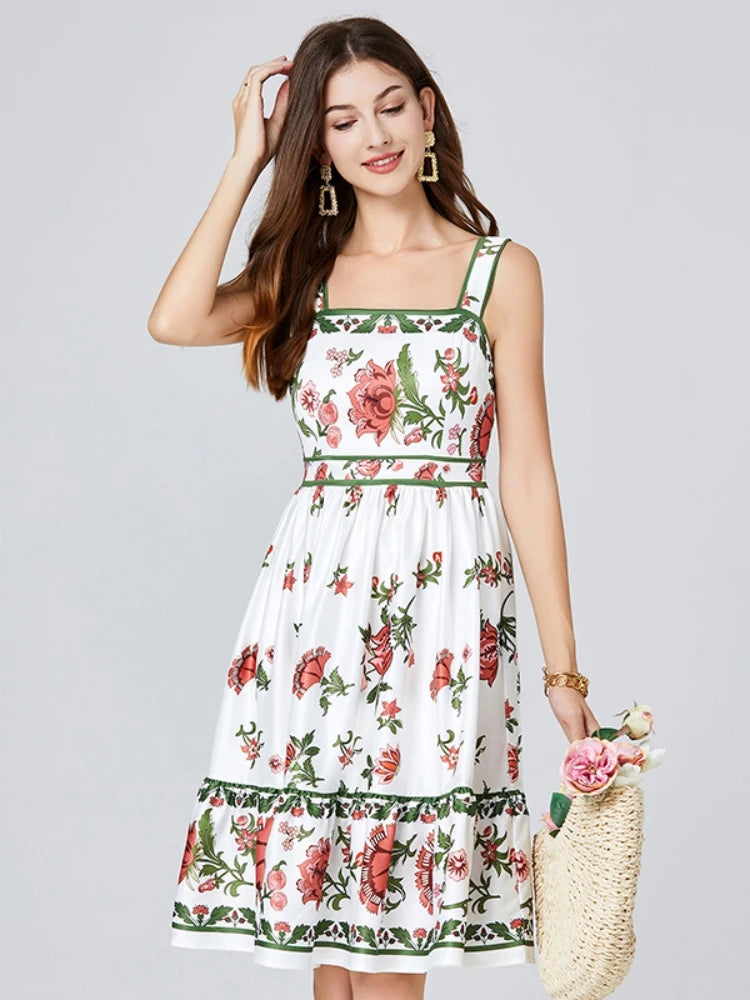 Vestido Floral Encanto de Verão – Alças Finas e Costas Abertas