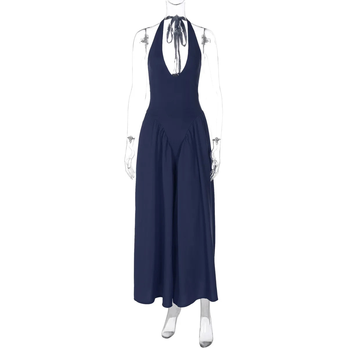 Vestido Feminino Elegante Eudora – Longo Decote Profundo e Costas Nuas