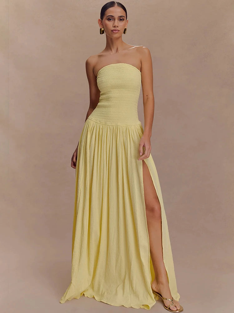 Vestido Longo Tomara que Caia com Fenda Lateral Elegante Isabella