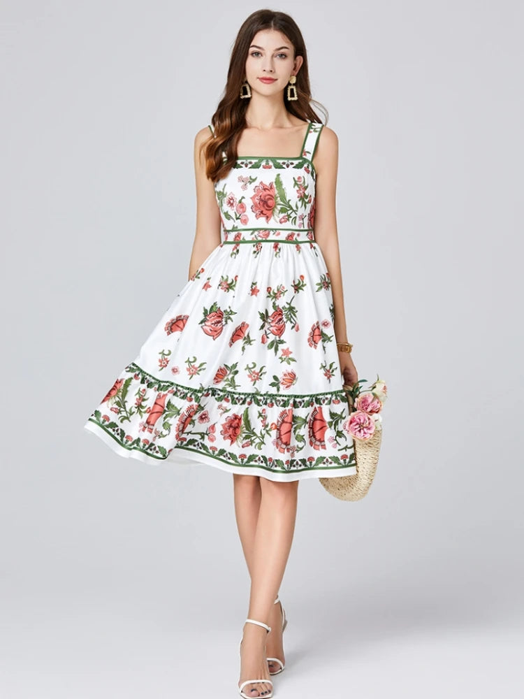 Vestido Floral Encanto de Verão – Alças Finas e Costas Abertas