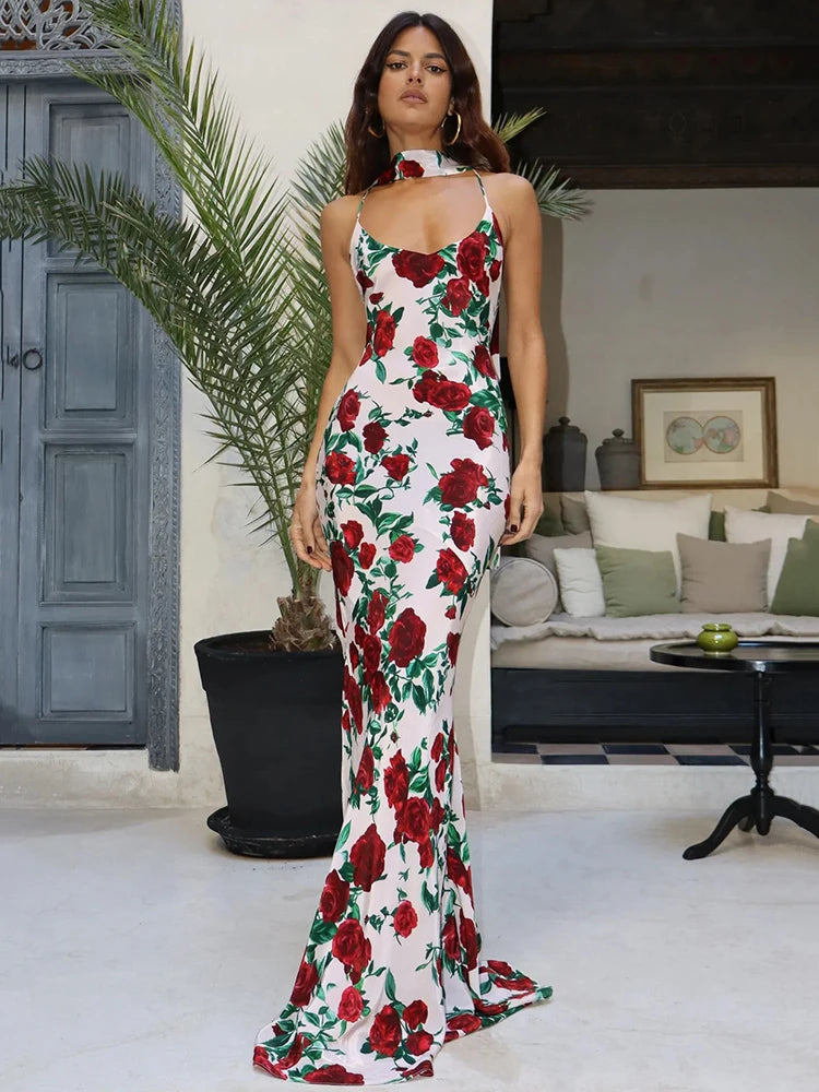 Vestido Lumara Stellar – Halter Estampado Sem Costas