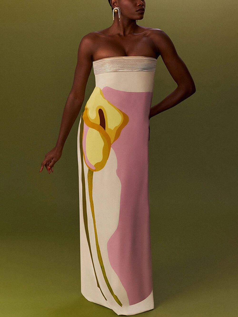 Vestido Longo Lua Estampado com Busto Transpassado