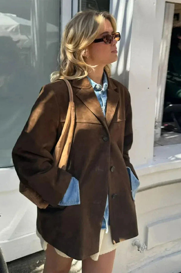 Blazer de Couro Suede
