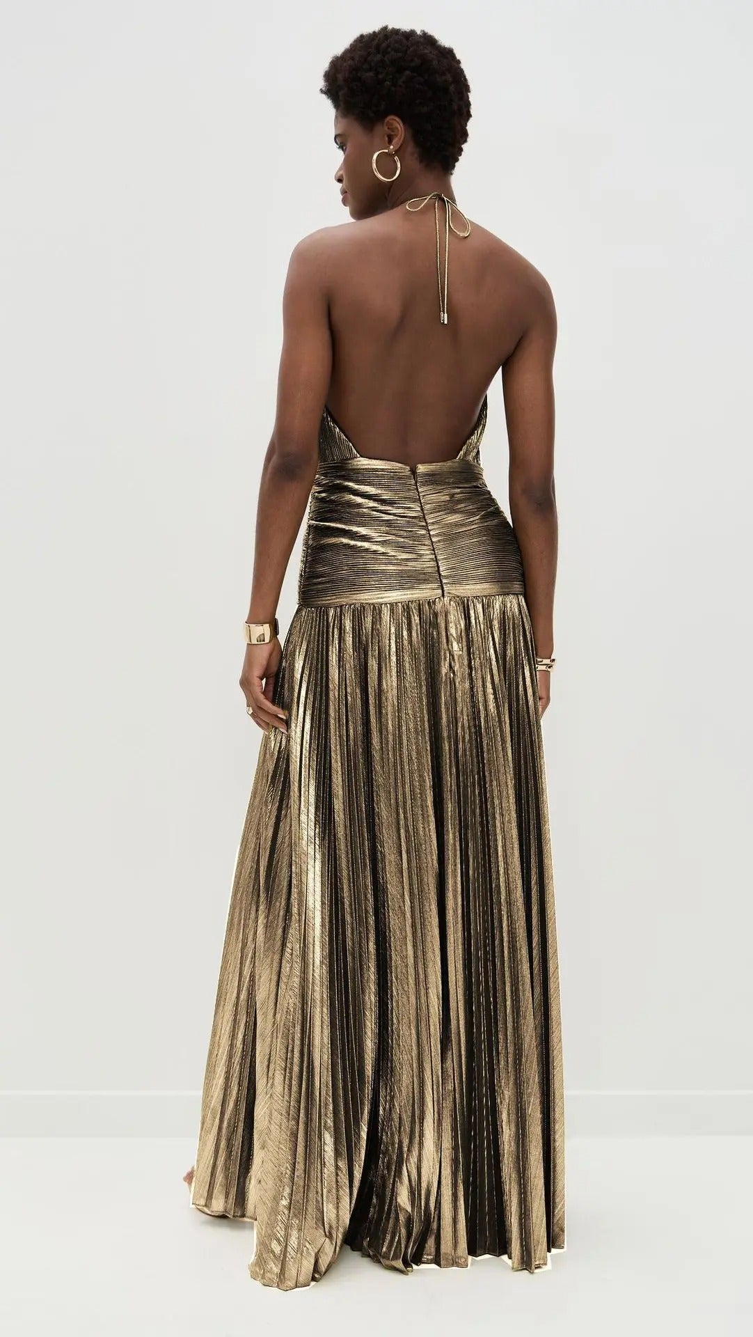 Vestido Longo Thalia em Lamê Peridoto Metálico