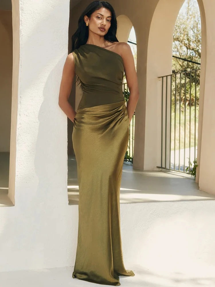 Vestido Feminino Elegante Ombro Único - Julissa