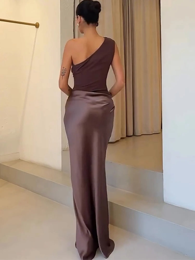 Vestido Feminino Elegante Ombro Único - Julissa