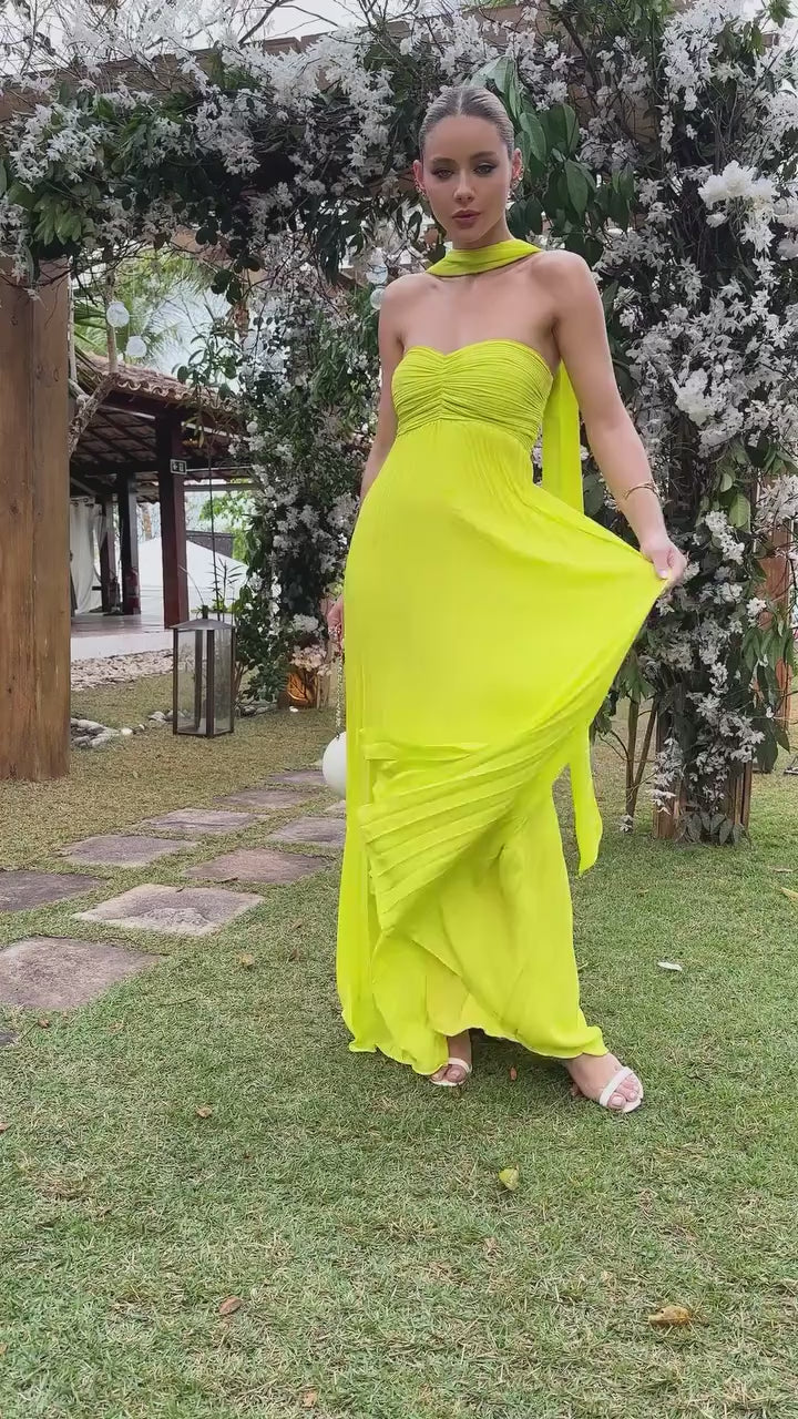 Vestido Feminino Plissado Verde - Julie