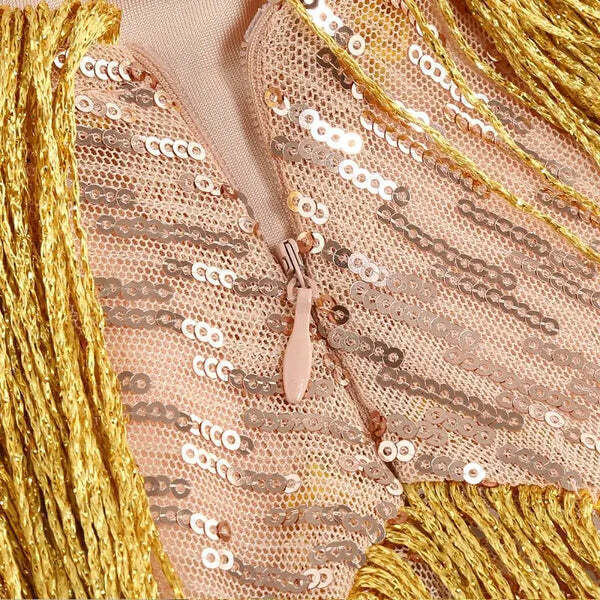 Vestido Curto Paetê Com Franja - Thais