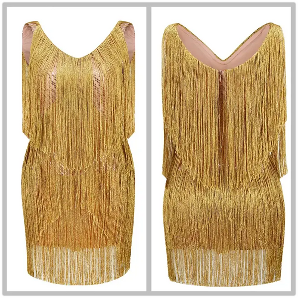 Vestido Curto Paetê Com Franja - Thais