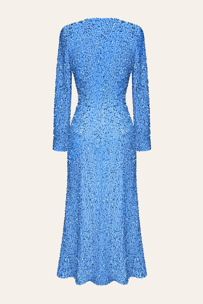 Vestido Midi Maxi de Paetês com Manga Longa - Isabela