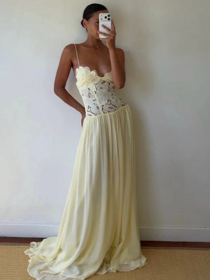 Vestido Longo Amarelo Encanto Floral
