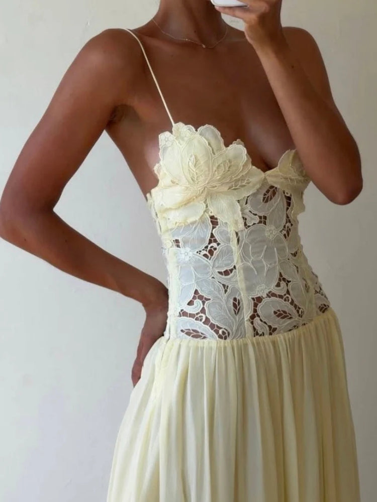 Vestido Longo Amarelo Encanto Floral