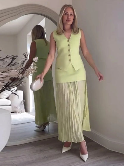 Conjunto Blusa Saia Plissada - Glícia