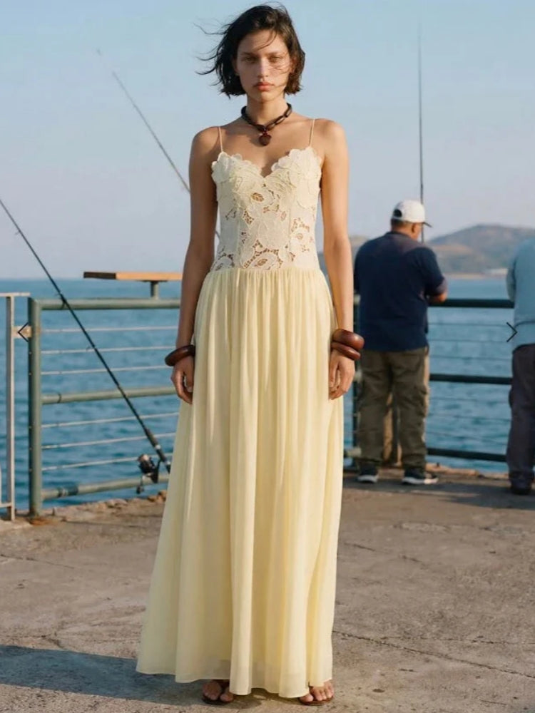 Vestido Longo Amarelo Encanto Floral
