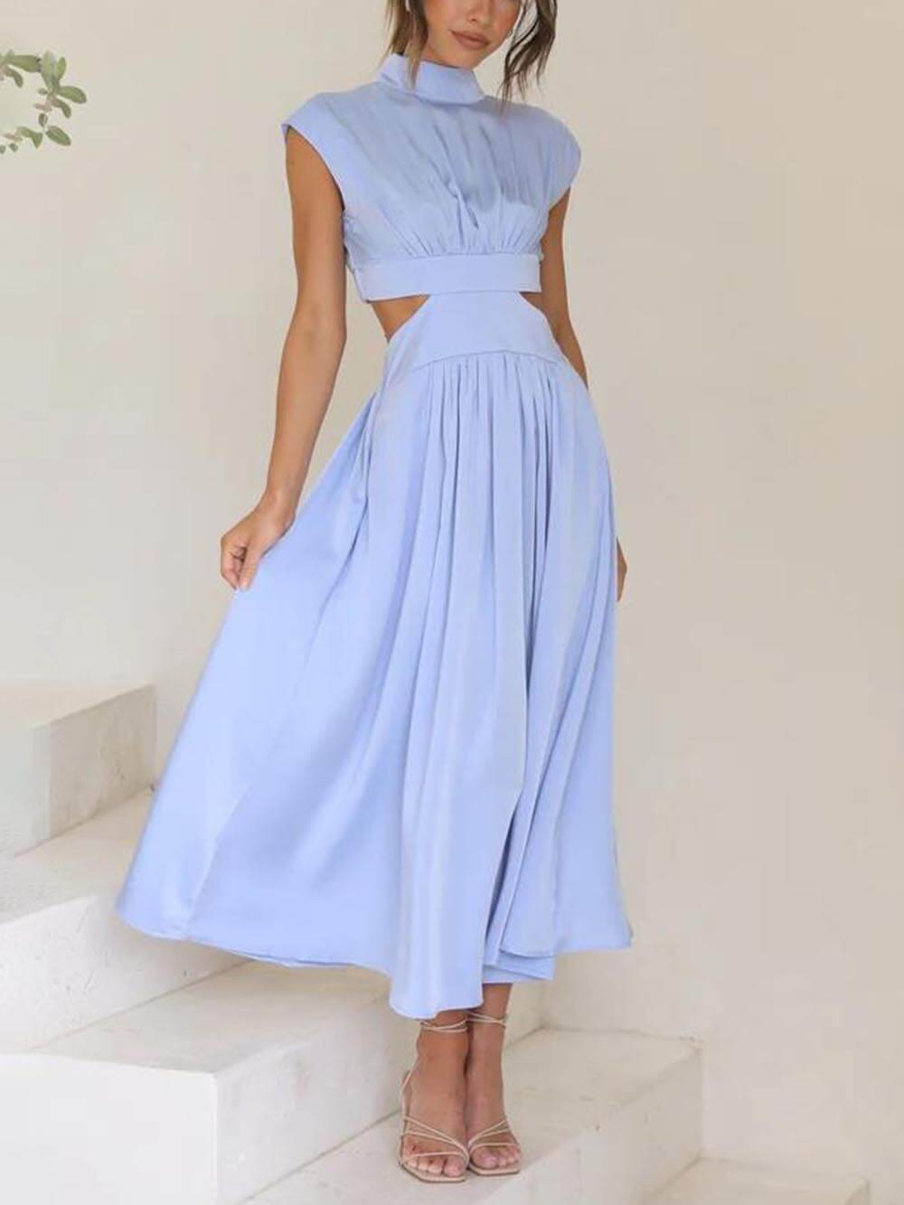 Vestido Midi Ayla com Recorte na Cintura e Bolsos