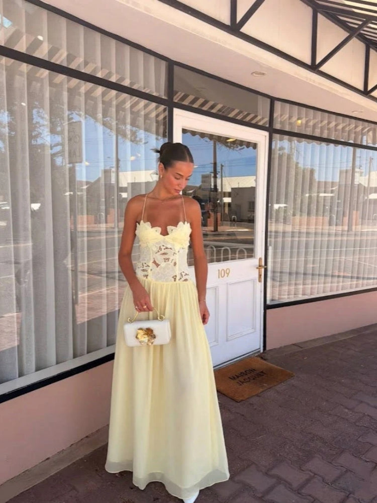 Vestido Longo Amarelo Encanto Floral