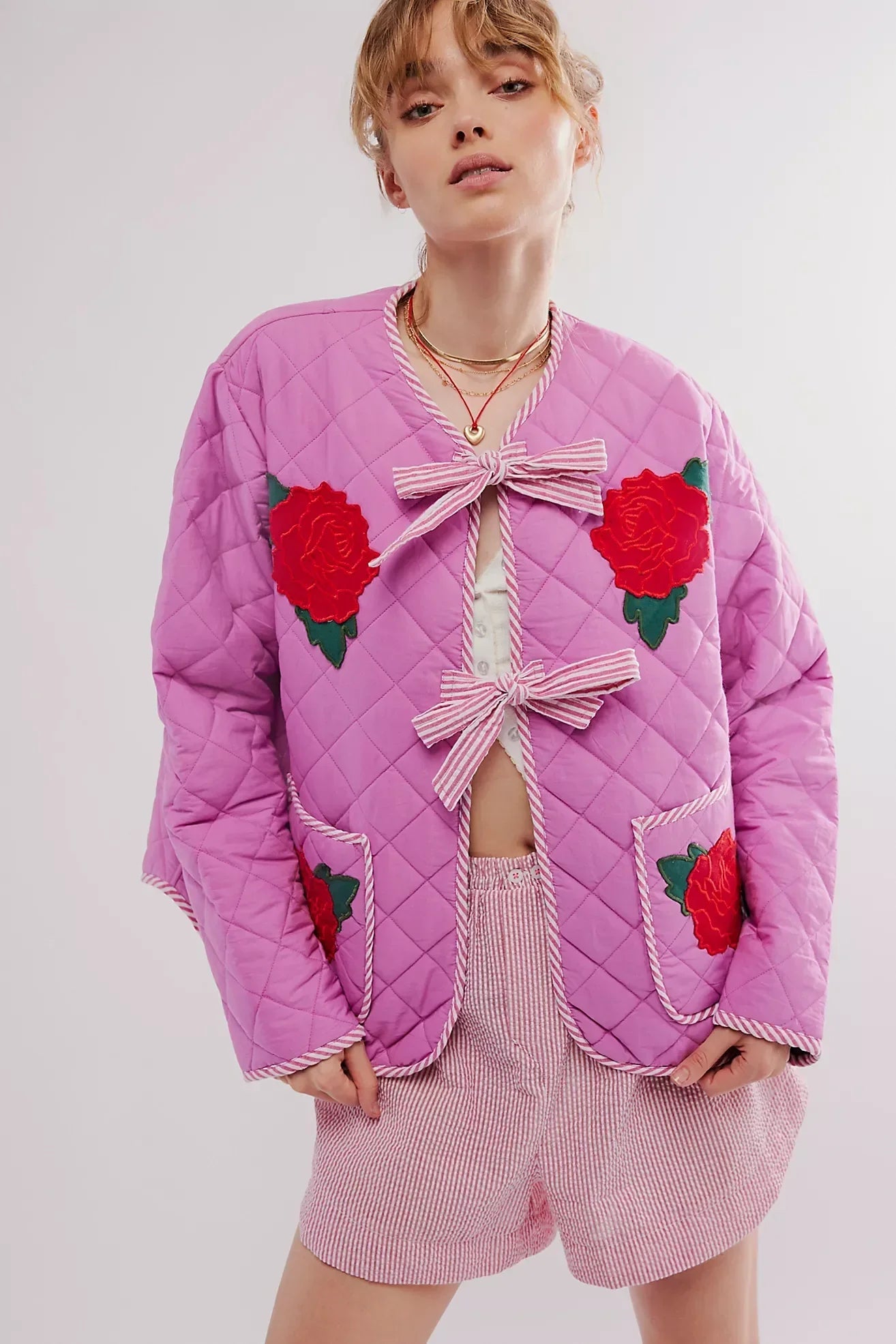 Jaqueta de Algodão Estampada com Gola Redonda - Bertanne