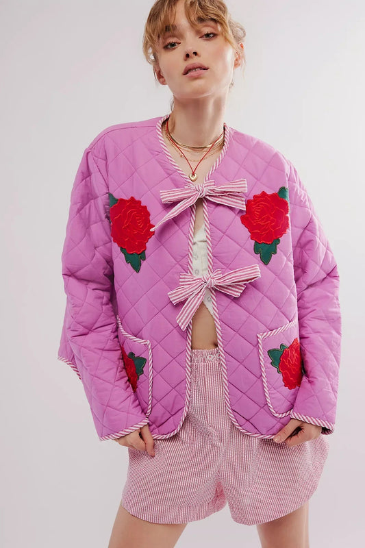 Jaqueta de Algodão Estampada com Gola Redonda - Bertanne