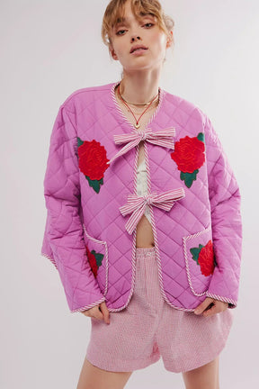 Jaqueta de Algodão Estampada com Gola Redonda - Bertanne