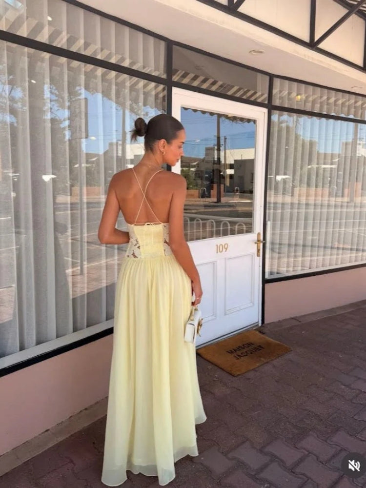 Vestido Longo Amarelo Encanto Floral