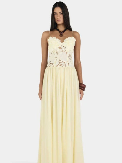 Vestido Longo Amarelo Encanto Floral