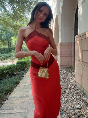 Vestido Longo Halter Bicolor