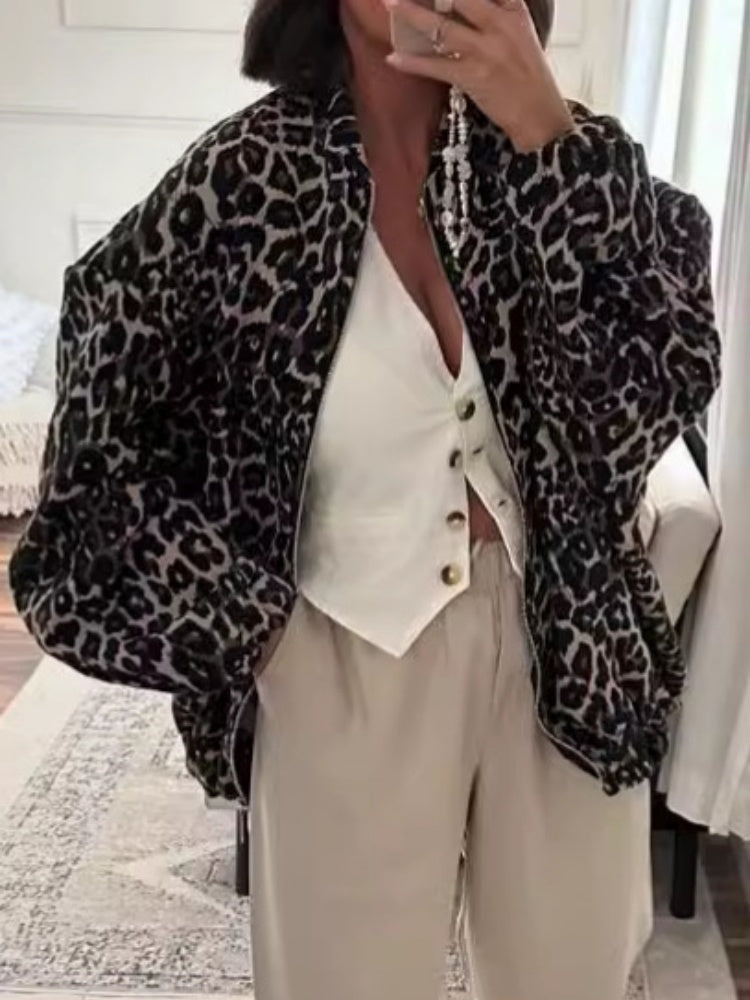 Jaqueta Casual com Estampa Animal Print - Leopard