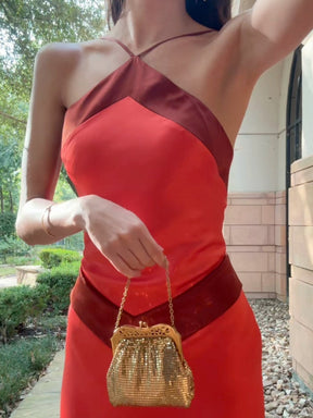 Vestido Longo Halter Bicolor