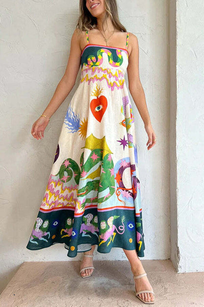 Vestido Midi Estampado Linho - Lina