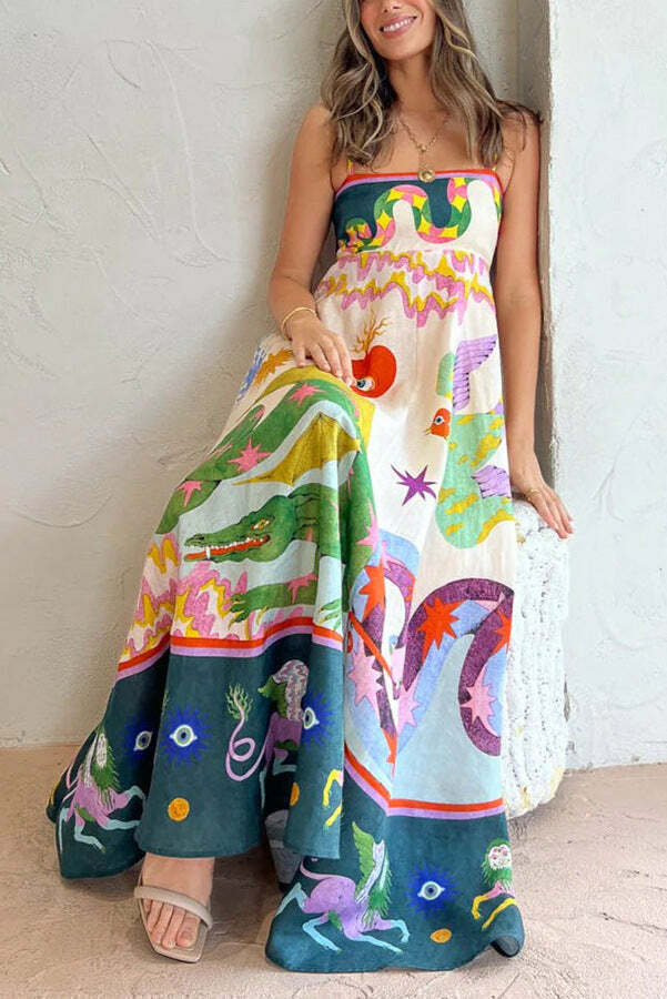 Vestido Midi Estampado Linho - Lina