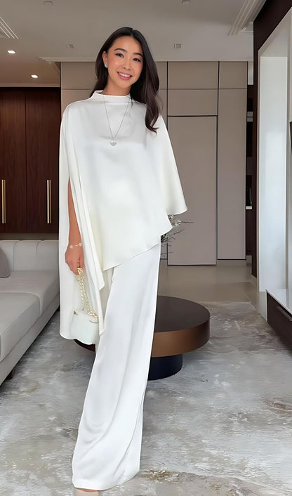 Conjunto Feminino Pima – Blusa Estilo Poncho e Calça Reta com Elástico