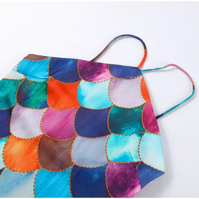 Vestido Longo Com Amarração No Pescoço Multicolorido