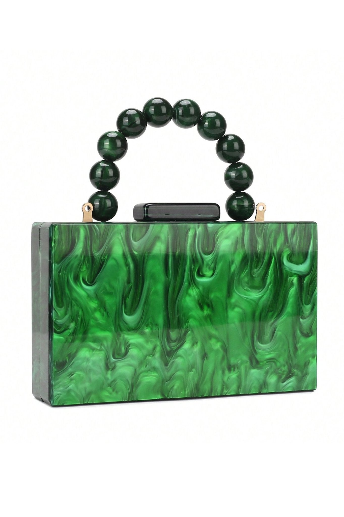 Bolsa Marmorizada com Alça de Corrente com Miçangas