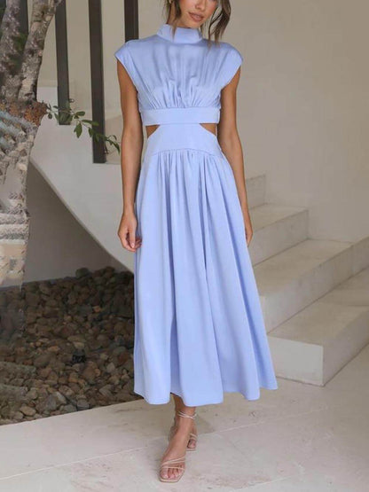 Vestido Midi Ayla com Recorte na Cintura e Bolsos