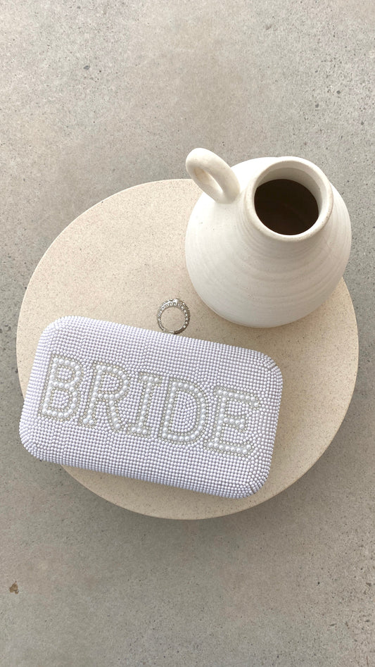 Clutch Noiva com Paetês – Branco e Prata