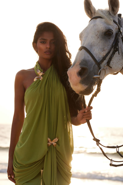 Vestido Longo Thalassa Verde Oliva