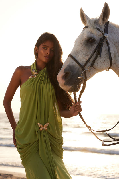 Vestido Longo Thalassa Verde Oliva